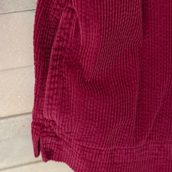 LL BEAN Wide Whale Corduroy Button Front Shirt Jacket Pockets Burgundy 2X - Picture 4 of 7